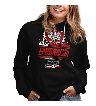 BLUZA DAMSKA Z KAPTUREM EMIGRACJA